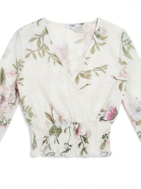 Guess Women’s Long Sleeve Daphne Smoked Top Sz Small